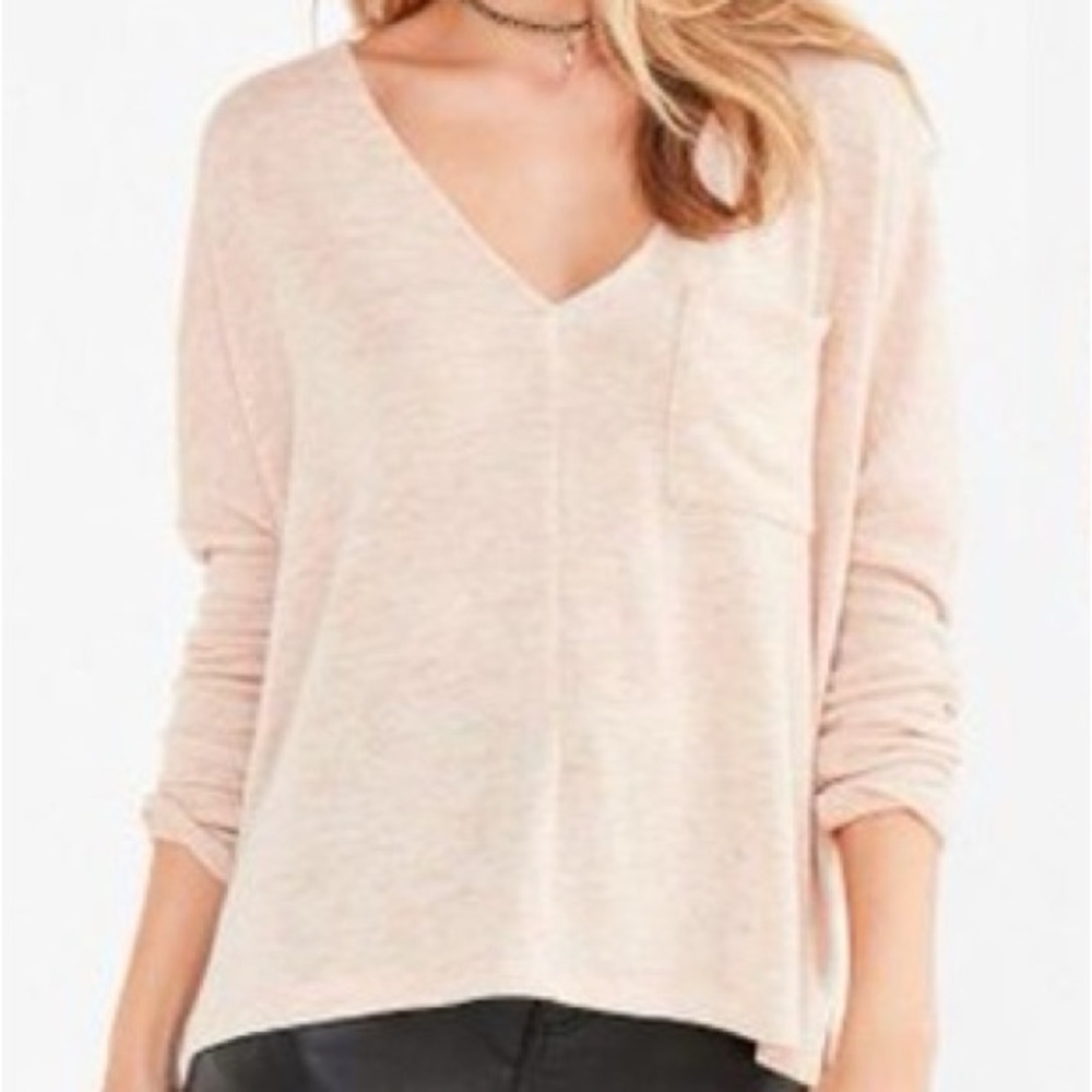 Urban Outfitters BDG Blake V Neck Pullover Knit Size Medium Sweater Orange Tan